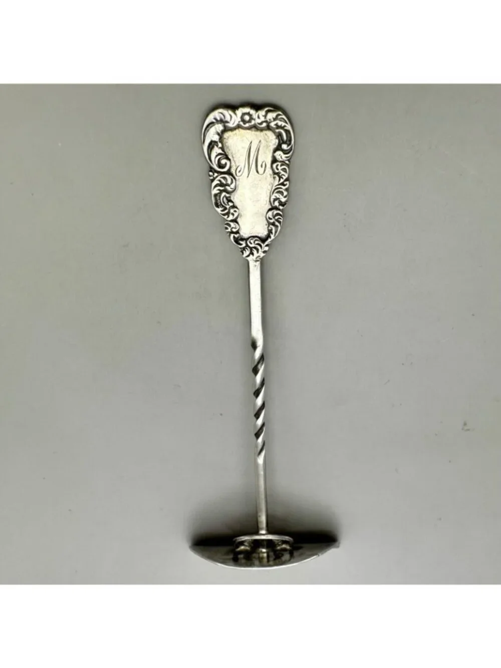 Antique P&P Sterling Silver Food Pusher Ornate Handle Monogrammed 